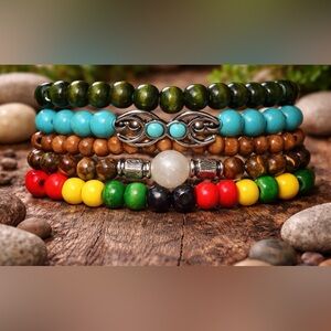 NEW 5 Piece Stackable Beaded Bracelet Set